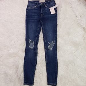 Free People Ripped High Waisted Ankle Skinny Jeans